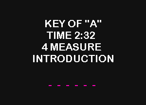 KEY OF A
TIME 2132
4 MEASURE

INTRODUCTION