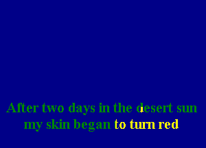 After two days in the desert sun
my skin began to turn red