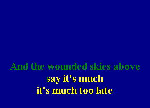 And the wounded skies above
say it's much
it's much too late