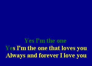 Yes I'm the one
Yes I'm the one that loves you
Always and forever I love you