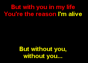 But with you in my life
You're the reason I'm alive

But without you,
without you...