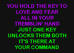 JUST ONE KEY
UNLOCKS THEM BOTH
IT'S THERE AT
YOUR COMMAND