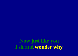 N ow just like you
I sit and wonder why