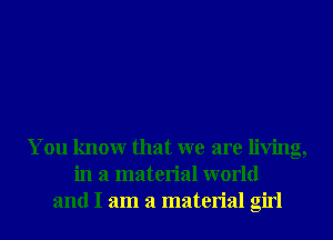 You knowr that we are living,
in a material world
and I am a material girl
