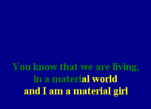 You knowr that we are living,
in a material world
and I am a material girl