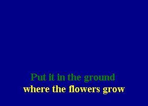 Put it in the ground
where the flowers grow
