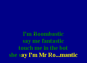 I'm Boombastic
say me fantastic
touch me in the hot
she say I'm Mr Ro...mantic