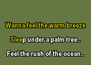 Wanna feel the warm breeze

Sleep under a palm tree..

Feel the rush of the ocean..