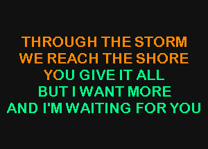 THROUGH THESTORM
WE REACH THE SHORE
YOU GIVE IT ALL
BUT I WANT MORE
AND I'M WAITING FOR YOU
