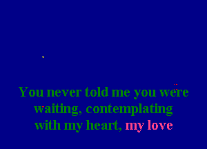 You never told me you mire
waiting, contemplating
With my heart, my love