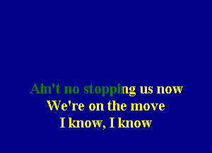 Ain't no stopping us nonr
We're on the move
I know, I know