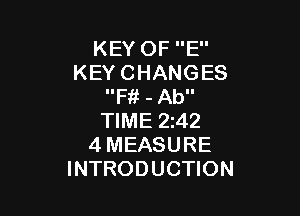 KEY OF E
KEY CHANGES
Fit - Ab

TIME 242
4 MEASURE
INTRODUCTION