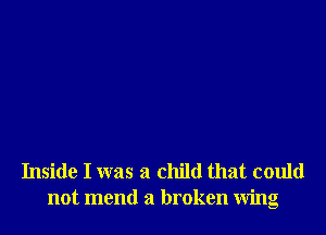 Inside I was a child that could
not mend a broken wing