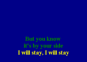 But you know
it's by your side
I will stay, I will stay