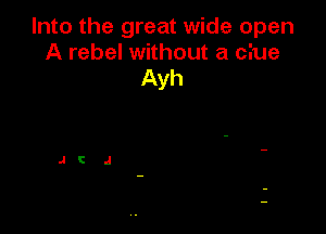 Into the great wide open
A rebel without a ciue
Ayh
