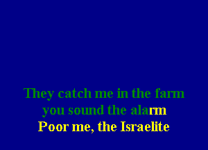 They catch me in the farm
you sound the alarm
Poor me, the Israelite
