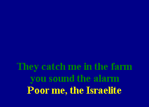 They catch me in the farm
you sound the alarm
Poor me, the Israelite