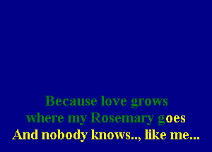 Because love grows

Where my Rosemary goes
And nobody knows, like me...