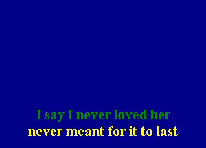 I say I never loved her
never meant for it to last