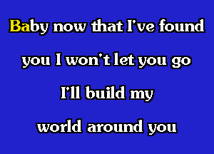 Baby now that I've found
you I won't let you go

I'll build my

world around you