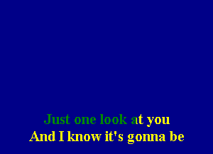 Just one look at you
And I know it's gonna be