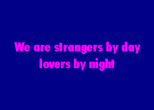 We are strangers by day

lovers by night