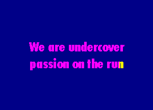 We are undercover

passion on the run