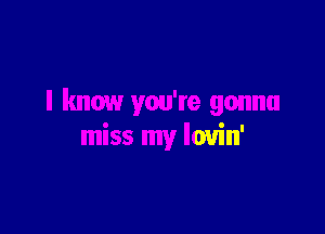 I know you're gonna

miss my louin'