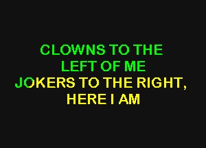 CLOWNS TO THE
LEFT OF ME

JOKERS TO THE RIGHT,
HERE I AM