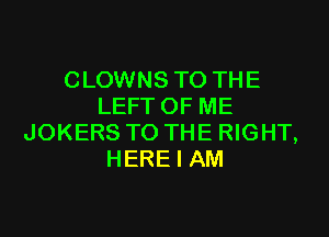 CLOWNS TO THE
LEFT OF ME

JOKERS TO THE RIGHT,
HERE I AM