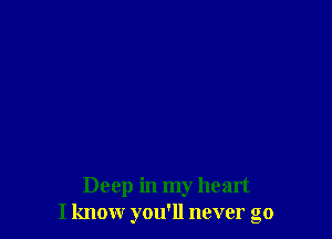 Deep in my heart
I know you'll never go