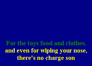 For the toys food and clothes,
and even for Wiping your nose,
there's no charge son