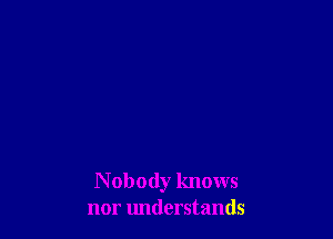 N obody knows
nor lmderstands