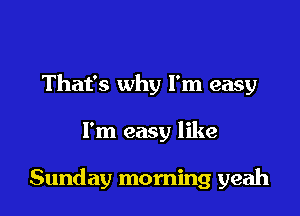 That's why I'm easy

I'm easy like

Sunday morning yeah