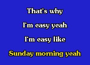 That's why
I'm easy yeah

I'm easy like

Sunday morning yeah