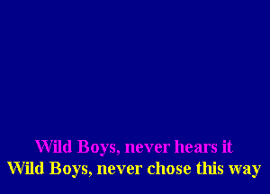 Wild Boys, never hears it
Wild Boys, never chose this way