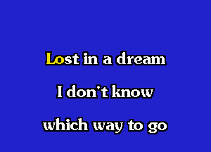 Lost in a dream

I don't know

which way to go