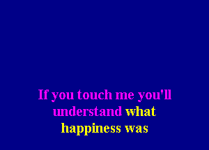 If you touch me you'll
lmderstantl what
happiness was