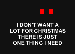 I DON'T WANT A
LOT FOR CHRISTMAS
THERE IS JUST
ONETHING I NEED