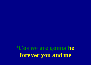 'Cos we are gonna be
forever you and me