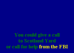 You could give a call

to Scotland Yard
or call for help from the FBI