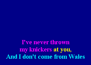 I've never thrown
my knickers at you,
And I don't come from Wales