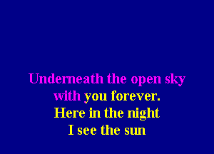 Undemeath the open sky
with you forever.
Here in the night

I see the sun