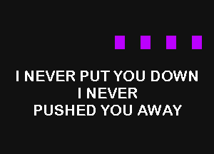 I NEVER PUT YOU DOWN

I NEVER
PUSHED YOU AWAY