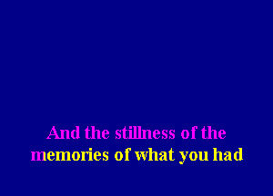 And the stillness of the
memories of what you had