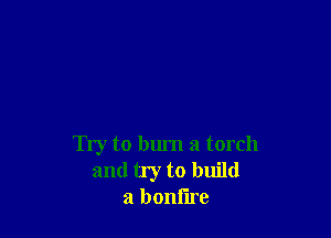 Try to burn a torch
and try to build
a bonflre