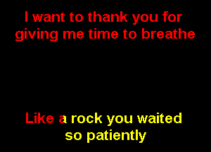 I want to thank you for
giving me time to breathe

Like a rock you waited
so patiently
