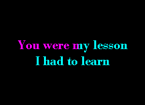 You were my lesson

I had to learn