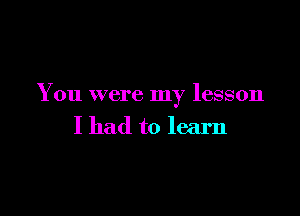 You were my lesson

I had to learn