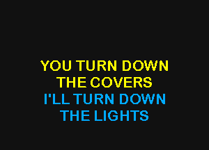 YOU TURN DOWN

THECOVERS
I'LL TURN DOWN
THE LIGHTS